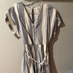 Striped V-Neck Button Romper